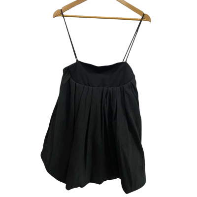 Zara Womens  Size L Voluminous Balloon Puff Hem Mini Dress Black 