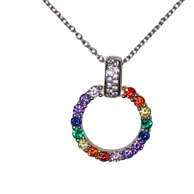  Women's 925 Silver RAINBOW Necklace with matching Earrings 