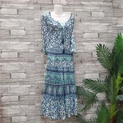 Orientique Womens  Size 20 Midi Dress Blue / Floral / Multicoloured 
