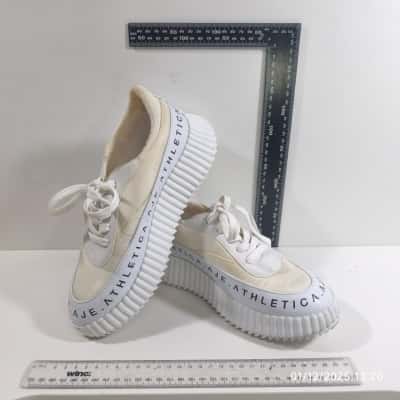 Womens Aje Athletica White Platform Sole Sneaker Pre Owned Size 38 As Is 