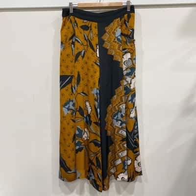 Jigsaw Womens  Size 10 Wide Leg Pants Black  / Gold / Grey / Pattern / White 