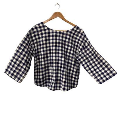 Gorman Womens  Size 10 Cropped Top Blue / Checked / White 