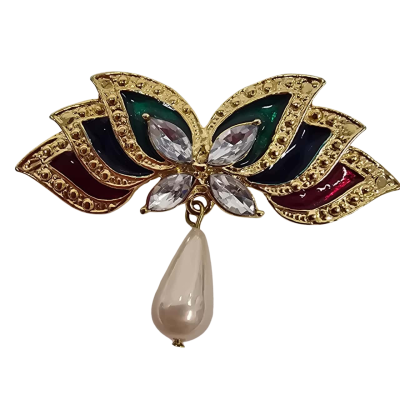  Womens Retro Brooch Multicoloured Gold Plate with Pearl Bead