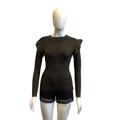 BNWT Decjuba Women's Size XS Monique Ruffle Knit Gold 