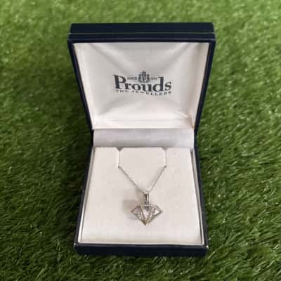 Prouds Sterling Silver Diamond Shape Cage Necklace (Stamped 925)