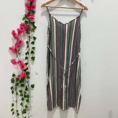 Element Womens Shoestring Strap Dress Size 14 Multicoloured / Striped 