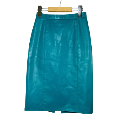 RAGS TO LEATHER Size 6-8 Leather Pencil Skirt Turquoise 