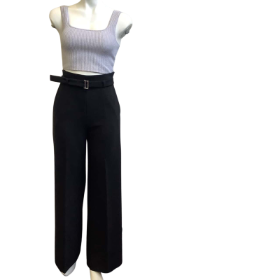 Maje Womens  Size 36 High Waisted Belted Pants Black  