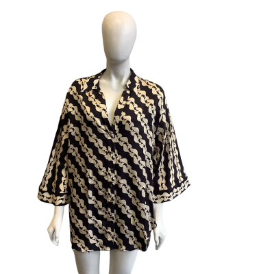 BNWT Sheike Women's Size 18 Chain Link Twill Shirt Black 