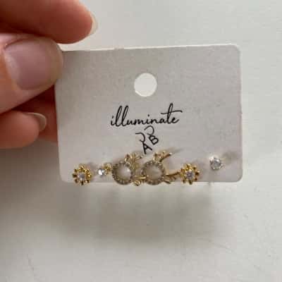 Illuminate Set of 3 Gold Tone Earrings