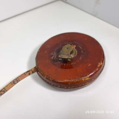 JOHN RABONE AND SONS LEATHER CASE 60FT CLOTH TAPE MEASURE