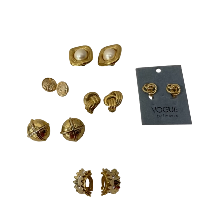 Various 6Pcs Clip On Womens Earrings Gold 