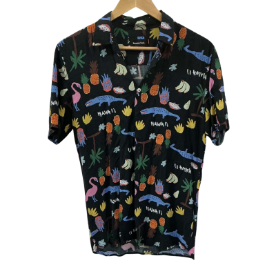 Barney Cools Mens  Size XS Hawaiin Shirt Black / Multicoloured 