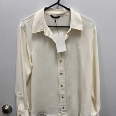 Zara Womens  Size L Blouse Cream 