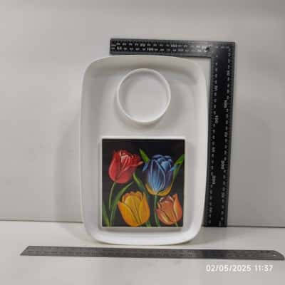6x Melamine Eating Trays Vintage Set Floral Hong Kong 