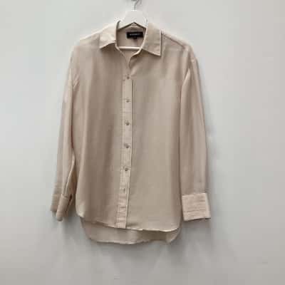 Witchery Womens  Size 8 Long Sleeve Shirt Beige 
