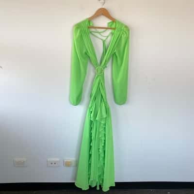 Jardin Vue Green Long Sleeve Cut Out Maxi Dress Size S