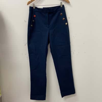 Review Womens  Size 10 High Waisted Pants / Slim Fit Pants Navy Blue 