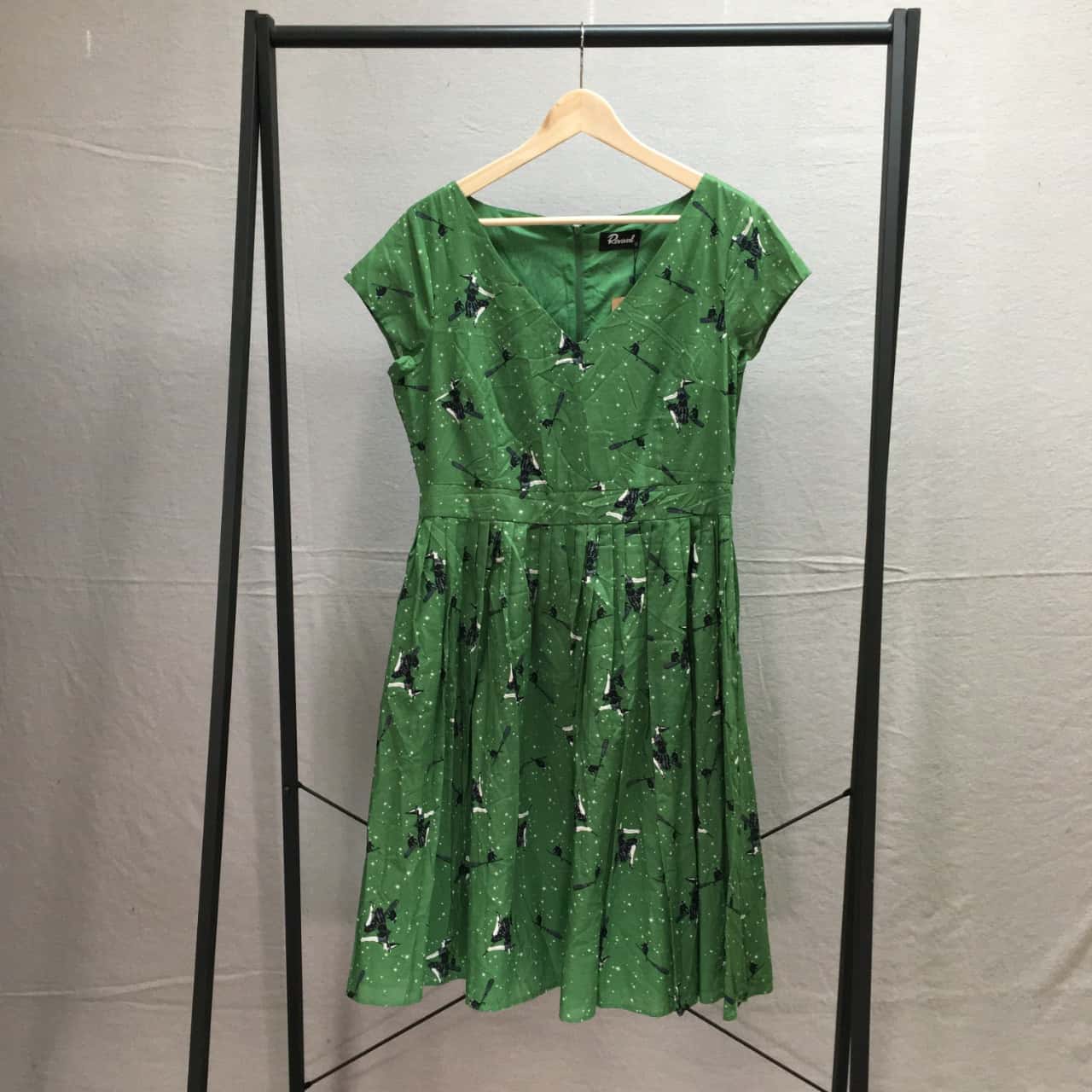 green emerald velvet dress Love Cats Midi Dress – Hell Bunny main image 1