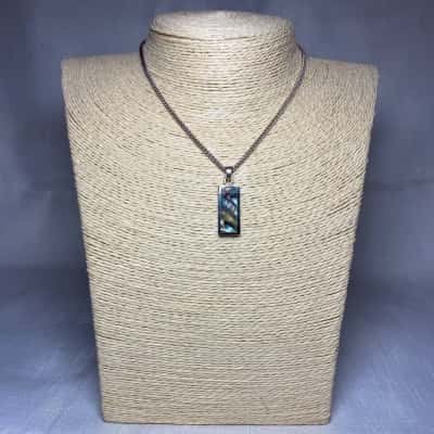 Women’s Sterling Silver Paua Shell Inlay Pendant Necklace 