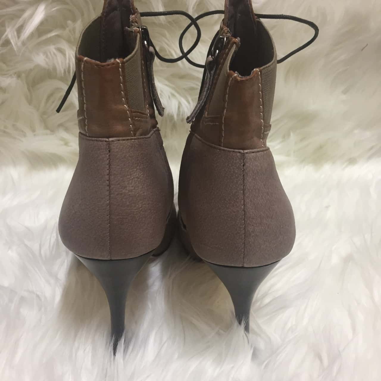 brown suede stiletto booties