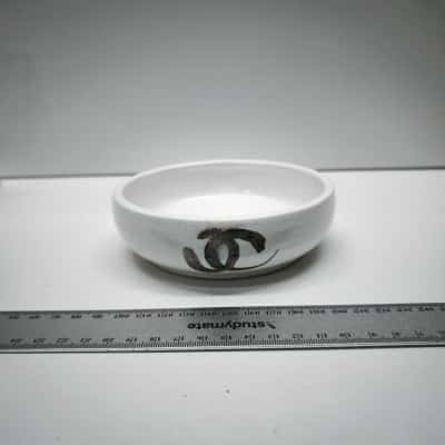 DIY Hand Painted Tribute Ceramic Bowl White and Black CC Logo 13cm