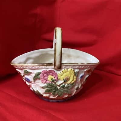 1940’s Radford Handcraft Ware Ceramic Basket Vase by H J Wood Ltd