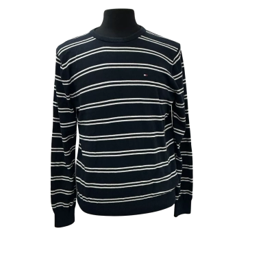 Tommy Hilfiger Mens  Size M Crew Neck Jumper Navy Blue / Striped / White 