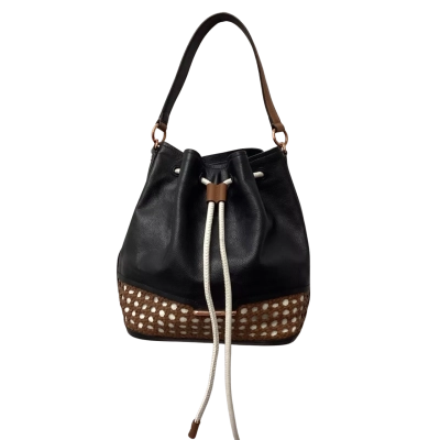 Mimco Womens Bucket Bag Black  / Brown 
