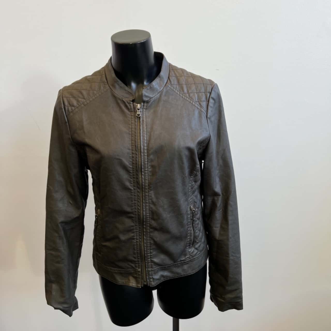 Faux Leather Jacket Grey