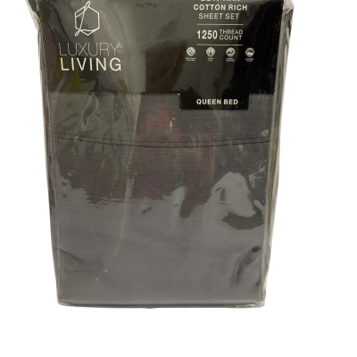 Luxury Living Egyptian Cotton Rich Queen Bed Sheet Set - 1250 Thread Count 