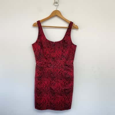 Michael Kors Red Black Animal Print Sleeveless Mini Dress Size 10 