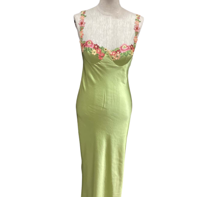 NEW - Angel Biba Womens  Size 10 Shoestring Strap Dress Green 