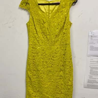 Review Womens  Size 10 Midi Dress Yellow 