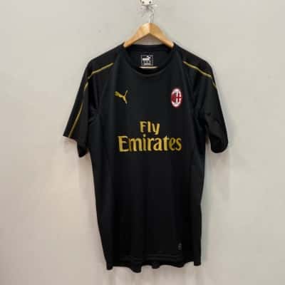 Puma Mens AC Milan FC Size L Jersey Black  / Gold 