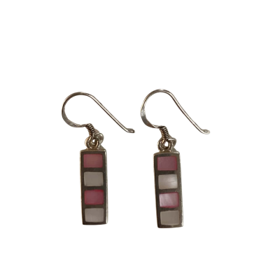 925 Sterling Silver Pink/White Stone Earrings
