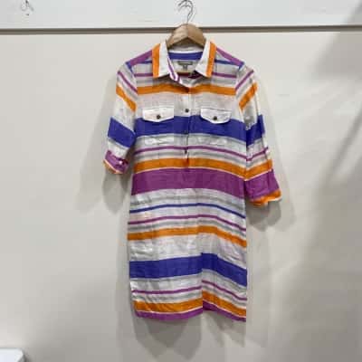 Yarra Trail Womens  Size 8 Midi Dress Multicoloured / Striped 
