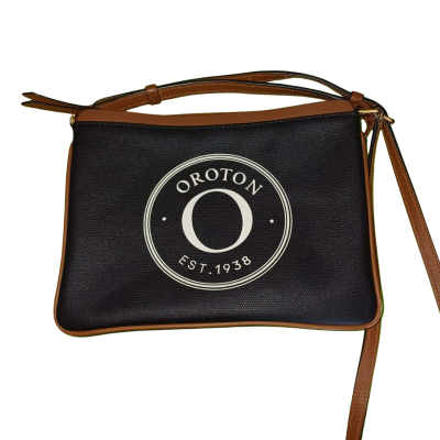 Oroton Canvas Black Crossbody Handbag Bags Cotton Twill Women's Bag Messenger