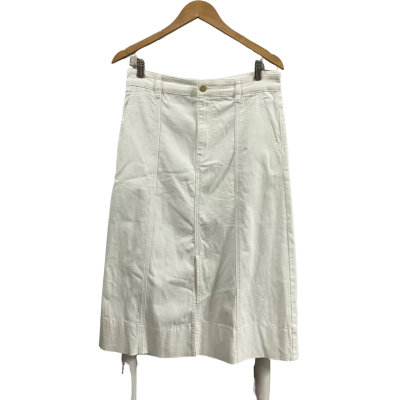 Seed Heritage Womens  Size 12 Denim Midi Pintuck Skirt Cloud Cream