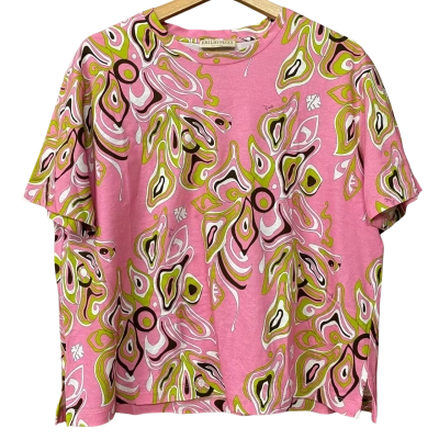 Emilio Pucci Womens Size XL Pattern Pink T-shirt