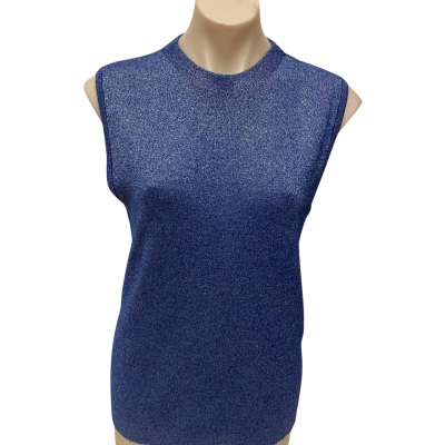 David Lawrence Womens  Size M Sleeveless Top Blue / Silver 