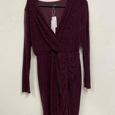 Forever New Womens  Size 10 Long Sleeve Dress Plum