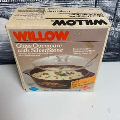 Vintage Willow Glass Ovenware With Silverstone - 1 Litre Casserole With Cover