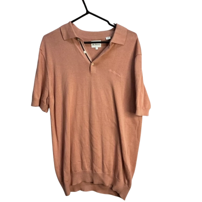 Ben Sherman Mens  Size L Short Sleeve Shirt Light Pink  