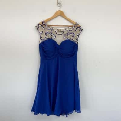 JJ's House Blue Embellished Open Back Mini Dress  Size 20