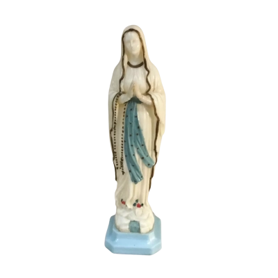 Vintage Our Lady Of Lourdes Plastic Phosphore Figure Approx 9 x 28cm