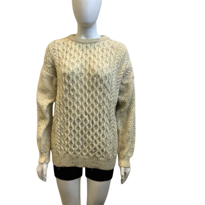 Highland Home Industries Women Size M Pure New Wool Jumper Cream Mix