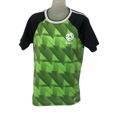 A-League Hyundai Kids  Size 14 Sport Top Black / Green / White 