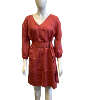 BNWT Commonry  Women's Size 10 3/4 Sleeve Belted Mini Dress Mineral Red 