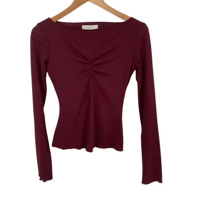 Nude Lucy Womens  Size S Long Sleeve Top Maroon 
